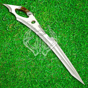 มีดโบวี่เหล็ก D2แฮนด์เมดมีดล่าสัตว์แบบมืออาชีพพร้อมปลอกหนังด้ามจับฮอร์นตามหลักสรีรศาสตร์เป็นของขวัญที่เหมาะสม - Product Image 2