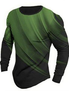 Haut à manches longues en coton 100% classique vintage pour hommes imprimé graphique géométrique T-shirt décontracté de sport en plein air surdimensionné à manches longues - Product Image 4