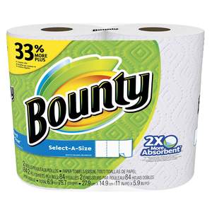 Toallas de Papel Desechables Bounty Select-A-Size de 2 Capas, 8 Rollos Triples Blancos, 135 Hojas por Rollo - Product Image 2