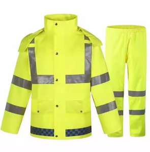 เสื้อกันฝนนิรภัยแบบสะท้อนแสง เสื้อกันฝนกันน้ำ เสื้อผ้าสะท้อนแสงเพื่อความปลอดภัย พร้อมแถบสะท้อนแสง ชุดทำงาน - Product Image 1