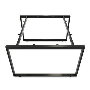 Table en teck de style industriel 120x120cm pour 2 personnes avec pieds en acier assemblés en bois HBWD011 - Product Image 5