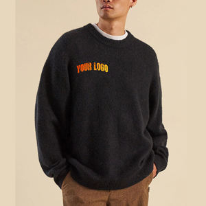 Chandails pour hommes en mohair à col rond personnalisés de haute qualité Pull en tricot à manches longues Logo brodé personnalisé Chandails en mohair pour hommes - Product Image 1