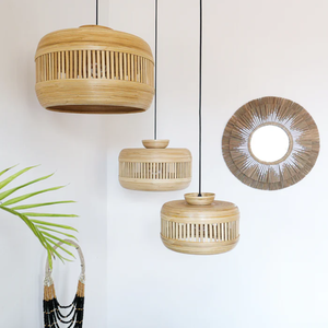 Tissé à la main nouveau design bambou naturel abat-jour suspendu élégance bambou abat-jour pendentif fabriqué au Vietnam prix pas cher - Product Image 3