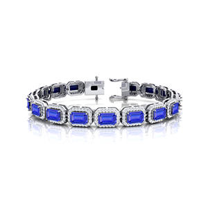 2026 Natural Tanzanite & Diamond 14K Pure Gold Tennis Bracelet Elegant Design <b>Fine</b> Jewelry Anniversary Gift - Product Image 1