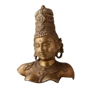 Fatto a mano tradizionale indiano ottone bronzo dorato dea Parvati sculture figurina statua decorazioni per la casa articoli da regalo SNE-51
