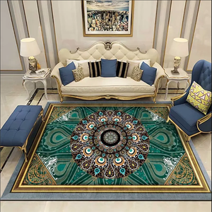 Tapis de luxe en velours cristallin, doux au toucher, avec base à pois personnalisée, pour villa, escalier, couloir, motif médaillon classique, tissage tufté, pour la maison - Product Image 3