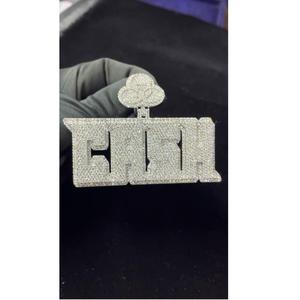 จี้เงินชุบประดับเพชรโมอิสซาไนต์ สไตล์ฮิปฮอปสุดฮิต ขายดี พร้อมสลักชื่อตามสั่ง เครื่องประดับสไตล์สตรีทสำหรับผู้ชาย ใช้ในอินเดีย - Product Image 1