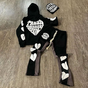 Hoodie Sweatshirt & Sweatpant Baggy Style Sun Faded Set Solid Color With Your Private Label 2 Piece Tracksuit For Unisex - Product Image 5