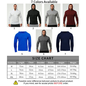 Sweat-shirts de sport pour hommes, logo personnalisé OEM, uni, sans marque, compression, coupe ajustée, pull-over pour l'entraînement - Product Image 6