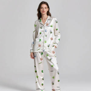 Luxury <b>Silk</b> Satin Women's Pajama Set 120-150 GSM | ODM Customizable Breathable Sleepwear for Summer & Spring - Product Image 6