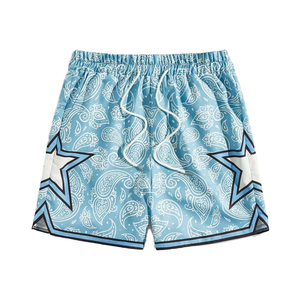 2025 hommes/femmes rétro basket-ball Shorts Sublimation conception étoile graphiques solide tricoté Polyester tissu respirant séchage rapide - Product Image 1