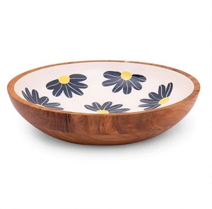 Cuenco de madera para servir, cuenco multiusos para aperitivos y ensaladas, cuenco impreso para frutas y ensaladas, cocina y mesa - Product Image 6