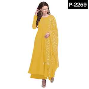 Ensemble ethnique prêt à l'emploi de Style Anarkali Kurti vêtements de festival décontractés avec bas en crêpe Dupatta vêtements indiens - Product Image 4