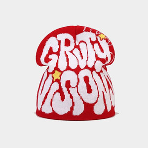 หมวกลายหัวกะโหลกออกแบบได้ตามต้องการหมวกแจ็คการ์ดสตรีทแวร์หมวกบีนนี่ดีไซน์กราฟิก Y2K สไตล์พลิกกลับได้ - Product Image 2