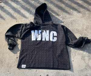 Streetwear personnalisé 400 gsm recadrée boxy sweat à capuche surdimensionné délavé à l'acide noir complet strass sweats à capuche hommes - Product Image 1