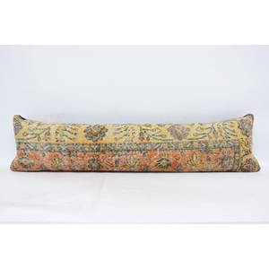 Oreiller en laine Patchwork Kantha bohème or de luxe 12x48 pouces brodé Floral Vintage carré imprimé tissé tufté pour Noël - Product Image 1