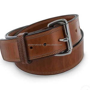 Ceinture décontractée pour hommes en cuir texturé peint à la main marron OEM prix de gros ceinture décontractée et accessoires en cuir sur mesure - Product Image 2