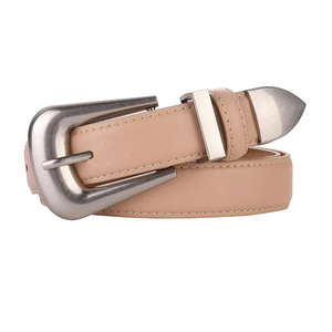 Ceinture en cuir véritable rouge avec boucle rectangulaire argentée, style décontracté, couleur unie, design durable, logo personnalisé - Product Image 3