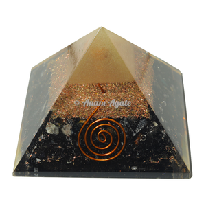 Turquesa y turmalina tallada Orgone piedra pirámide Feng Shui estilo piedra preciosa ágata para protección EMF y uso de recuerdo - Product Image 3