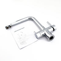 Robinet de cuisine moderne à double poignée, finition chrome poli, pour eau potable, eau filtrée froide et chaude, et eau gazeuse, robinet de cuisine 4 en 1