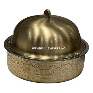 Calentador de alimentos de acero inoxidable Cazuela hecha a mano de calidad superior Último diseñador Nuevo calentador de alimentos de metal - Product Image 5