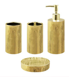 Este juego de baño de níquel martillado de seis piezas es una adición moderna y elegante, con un acabado texturizado en cada artículo. - Product Image 5