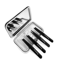 Juego de 4 pinzas superventas para vello facial, depiladora de barbilla y cejas con estuche de espejo, pinzas para pestañas de acero inoxidable - Product Image 1