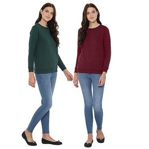 เสื้อสเวตเตอร์แบบสวมศีรษะ unisex สำหรับทุกเพศแขนยาวแบบแร็กแลนทรงหลวมใส่สบายมีซับในสีทึบ - Product Image 2