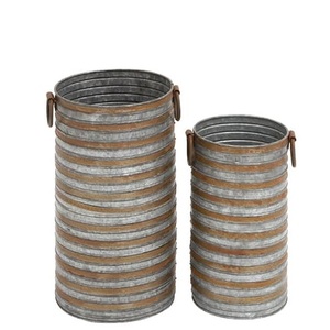 Galvanized Planter Set of 2 Elegant Design Garden Floor Decorative Luxury Flower Planter for Living Room Decoration - Product Image 1