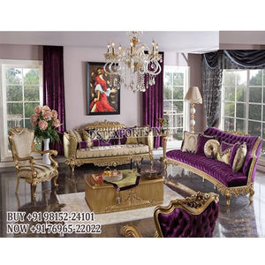 Juego de Sofás de Lujo de 8 Plazas Tallados a Mano en India, Muebles de Estilo Francés e Italiano, Juego de Sofás de 8 Plazas de Estilo Italiano - Product Image 1