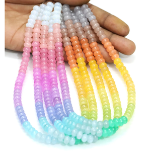 Magnifiques perles de quartz de couleur arc-en-ciel, forme ronde, lisses, 7-8 mm, perles de pierres précieuses de quartz multicolores, qualité AAA - Product Image 1