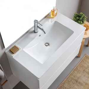 Meuble de salle de bain suspendu blanc de 80 cm avec 2 tiroirs et miroir Bali de 80x110 cm, ensemble de salle de bain - Product Image 5