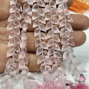 Quartz rose naturel AAA, facetté, en forme de goutte, fantaisie, perçage, collier de 8 pouces, 6x9 mm environ - Product Image 1