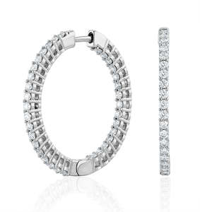 Boucles d'oreilles en or blanc 18 carats avec diamants de laboratoire taille brillant EF VS, clous à pression solitaire 2,4 carats 80 mm 4G, bijoux de mariage - Product Image 4