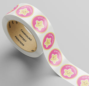 Rouleau d'autocollants en papier de haute qualité, motif étoile de dessin animé, pour étudiants, 100% biologique, réutilisable, imperméable, pour promotion en supermarché et exposition alimentaire - Product Image 3