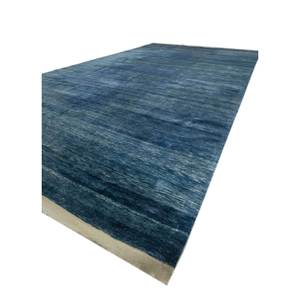 Tapis en laine noués à la main Zuri Blue, couleur unie, motif losanges, style Tabriz, pour la maison, le salon, le couloir - Pae-5736 - Product Image 2