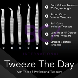 5 Pcs Set of Grafted Eyelash Tweezers Stainless Steel Eyelash Extension Makeup Beauty Care Tools - Product Image 3