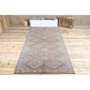 Tapis de 5,4 x 11,8 pieds, tapis turc Kilim, tapis géométrique vintage en laine verte - Product Image 1
