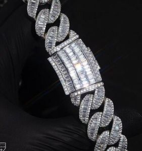 "Chaîne cubaine pour homme en argent sterling 925 avec touche or blanc 14 carats 16mm & 22in VVS1 Moissanite Diamond Pendant" - Product Image 5