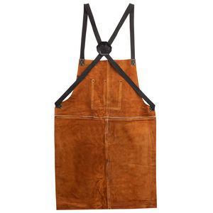 Delantal de cuero de vaca natural cosido doble mono de traje de soldadura de 3 bolsillos con correa de lazo 24x36 pulgadas para uso en exteriores - Product Image 2