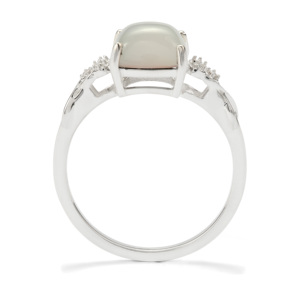 Bague en argent sterling avec pierre de lune soleil levant et zircon blanc 2,40 carats, plaqué rhodium, bijoux fins - Product Image 3