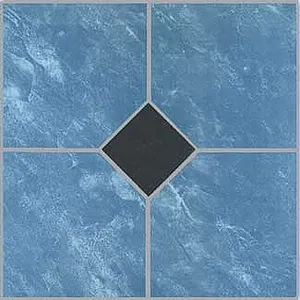Azulejo de suelo de vinilo azul 40 piezas Suelo de baño adhesivo Tamaño real 12 ''X 12'' - Product Image 1