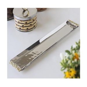 ถาดเสิร์ฟอาหารทรงสี่เหลี่ยมผืนผ้าดีไซน์สุดหรูถาดเสิร์ฟขนมวันที่ทำจากสเตนเลสสตีล - Product Image 1