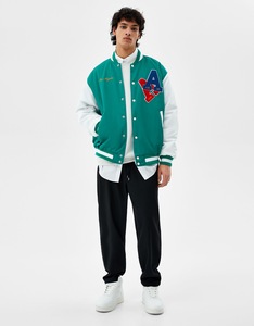 Carta personalizada Chenille Patch Lana Verde American College Varsity Chaquetas Tallas grandes Letterman Chaquetas a granel - Product Image 3