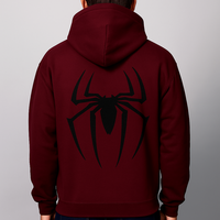 Sudadera con capucha y cremallera personalizada con estampado de araña, de forro polar de alta densidad 100% poliéster, transpirable, con bordado de calidad, 2 piezas