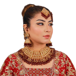 Ethnic <b>Pakistani</b> Indian Stainless Steel <b>Jewelry</b> Set with Colorful Beads Classic Royal Wedding and Anniversary Look - Product Image 1