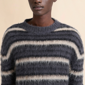 2026 vente chaude hiver goutte épaule dépouillé Mohair pull pour hommes col rond lon manches hiver vêtements décontractés hommes chandails - Product Image 2