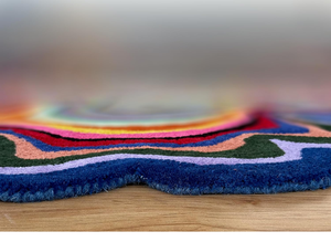 พรมขนสัตว์ทำมือ พรีเมียม ทันสมัย ขนาด 5x5 ฟุต รูปทรงไม่สม่ำเสมอ ขนปานกลาง ลายเส้นสีสันสดใส ตกแต่งบ้านอเนกประสงค์ ชุด B - Product Image 3