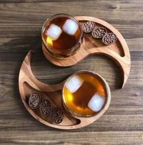 Bandeja DE SERVICIO DE MADERA producto caliente nueva llegada plato de servicio redondo junto único hecho a mano de La India - Product Image 5