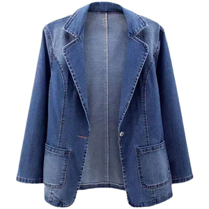 Chaqueta vaquera personalizada de fabricante para mujer, prendas de vestir informales, abrigo con botones de gran tamaño transpirable ecológico crudo de invierno - Product Image 2